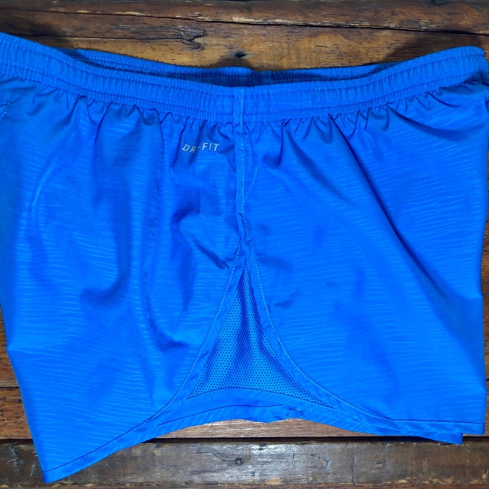Nike Dri-Fit Modern Embossed Tempo  Royal Blue Running Shorts w/ Back Zip Pocket